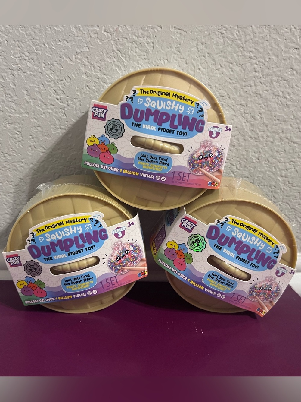 3pack Authentic RMS Party Confetti Mystery Dumpling 💜🩷💚💙